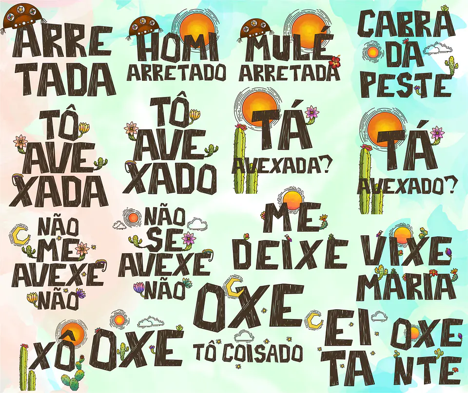 Kit Digital Lettering Frases Nordestino Nordeste Arquivos sem fundo Png 2