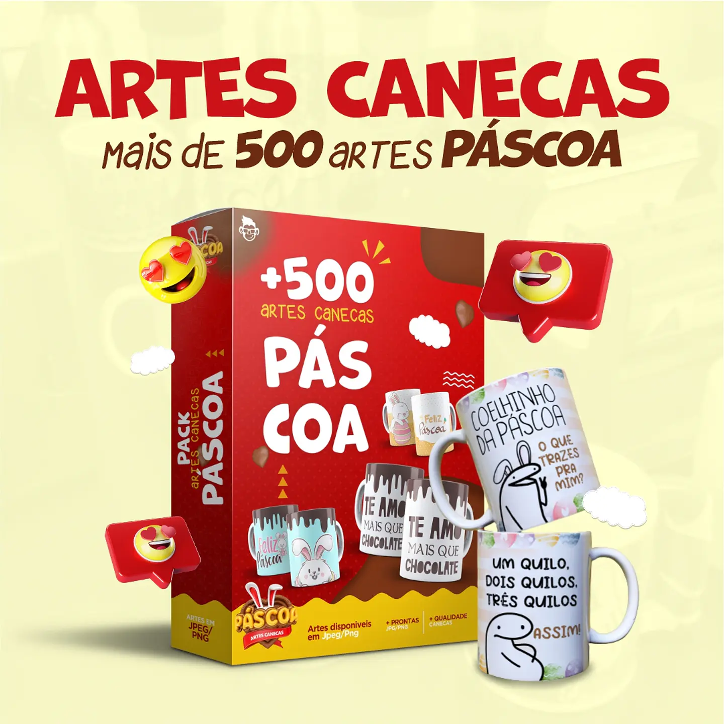 Mega Pacote Artes para Caneca Páscoa Arquivo em Jpge/Png 10