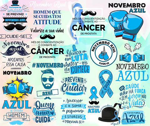 Kit Digital Lettering Frases Novembro Azul Arquivos sem fundo Png