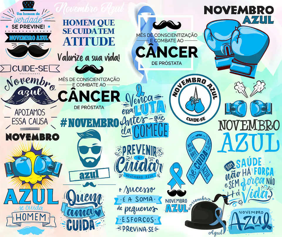 Kit Digital Lettering Frases Novembro Azul Arquivos sem fundo Png 1