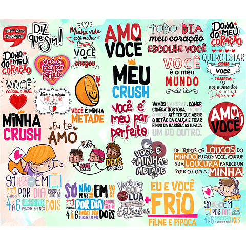 Kit Digital Lettering Frases Dia dos Namorados Arquivos sem fundo Png