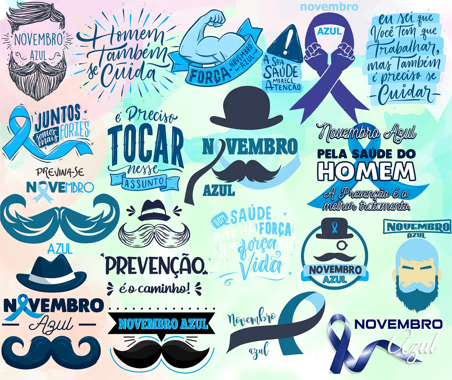 Kit Digital Lettering Frases Novembro Azul Arquivos sem fundo Png 2