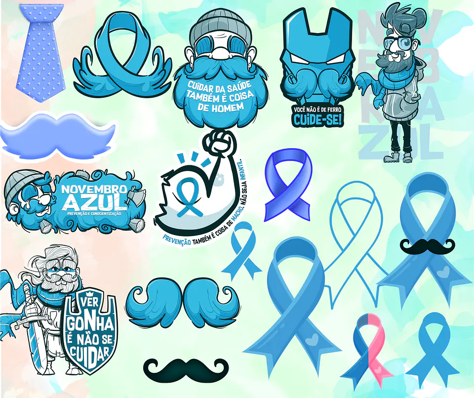 Kit Digital Lettering Frases Novembro Azul Arquivos sem fundo Png 3