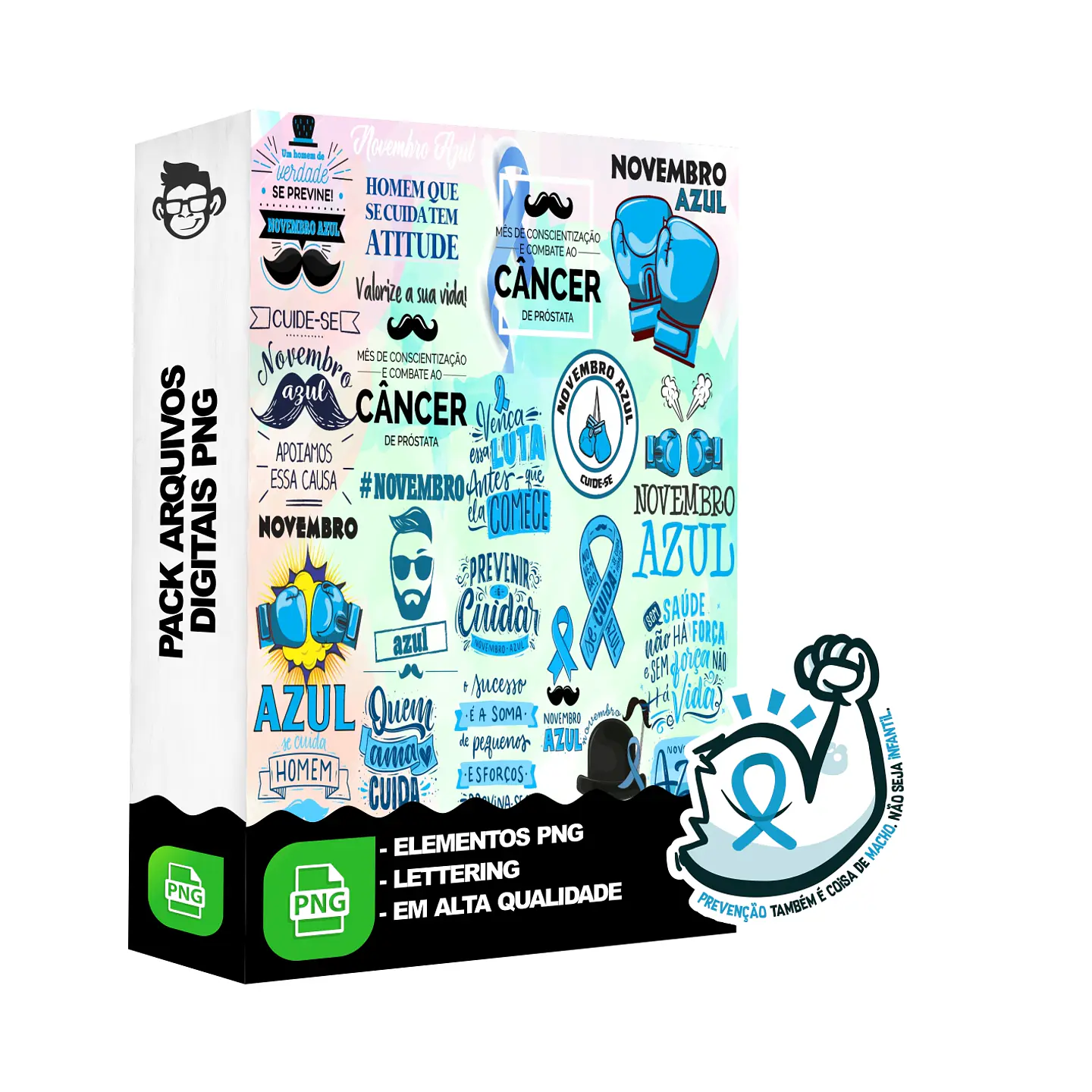 Kit Digital Lettering Frases Novembro Azul Arquivos sem fundo Png 4