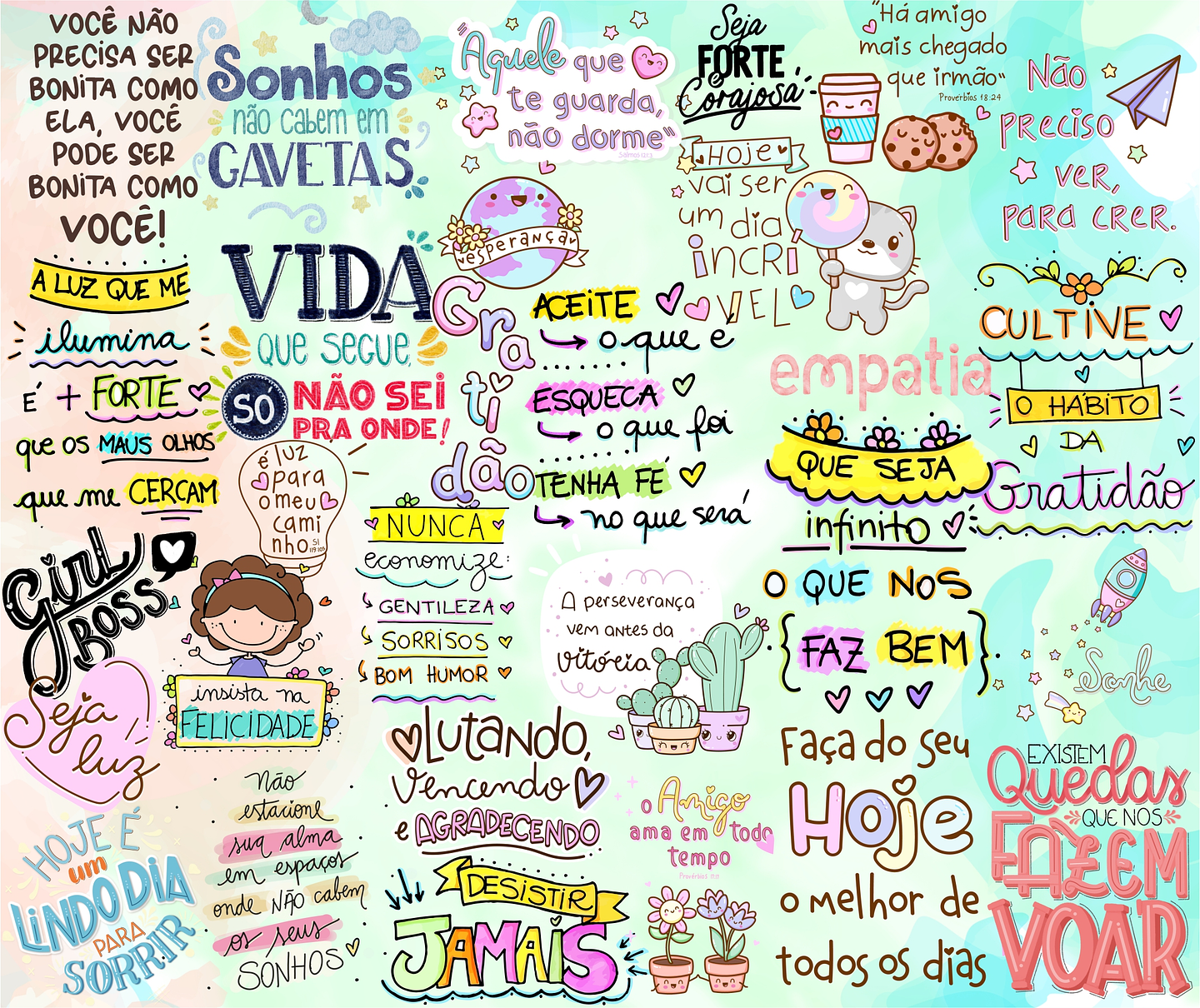 Kit Digital Lettering Frases Motivacional Incentivo Gratidão Arquivos sem fundo Png 3