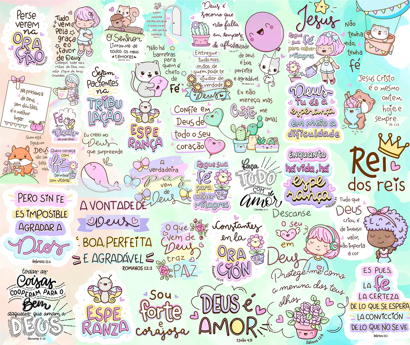 Kit Digital Lettering Frases Gospel Fé Evangelico Jesus Arquivos sem fundo Png 4