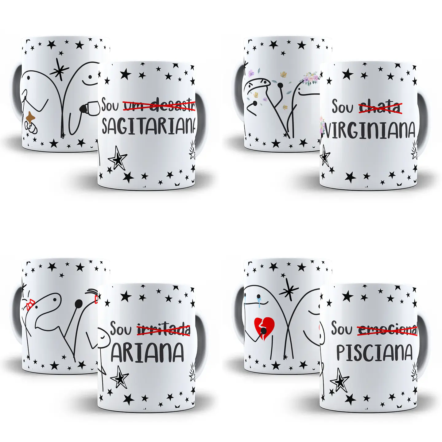 12 Artes para Caneca Flork Signos Feminino Editável em Corel Draw + Png 2