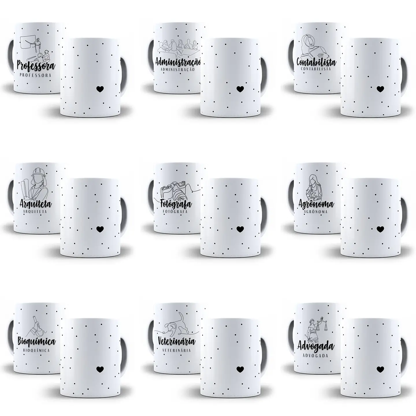 25 Artes para Caneca Profissões Minimalistas Editável em Photoshop + Png 1