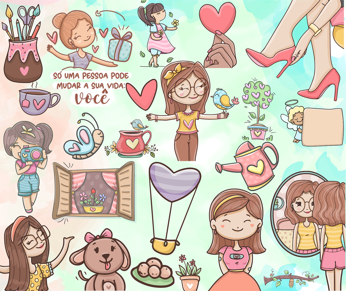 Kit Digital Lettering Frases Motivacional Incentivo Gratidão Arquivos sem fundo Png 6