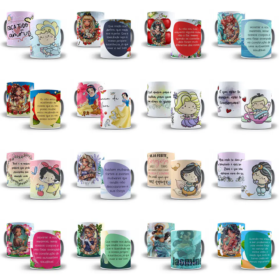 86 Artes para Canecas Princesas Arquivo em Jpge/Png 1