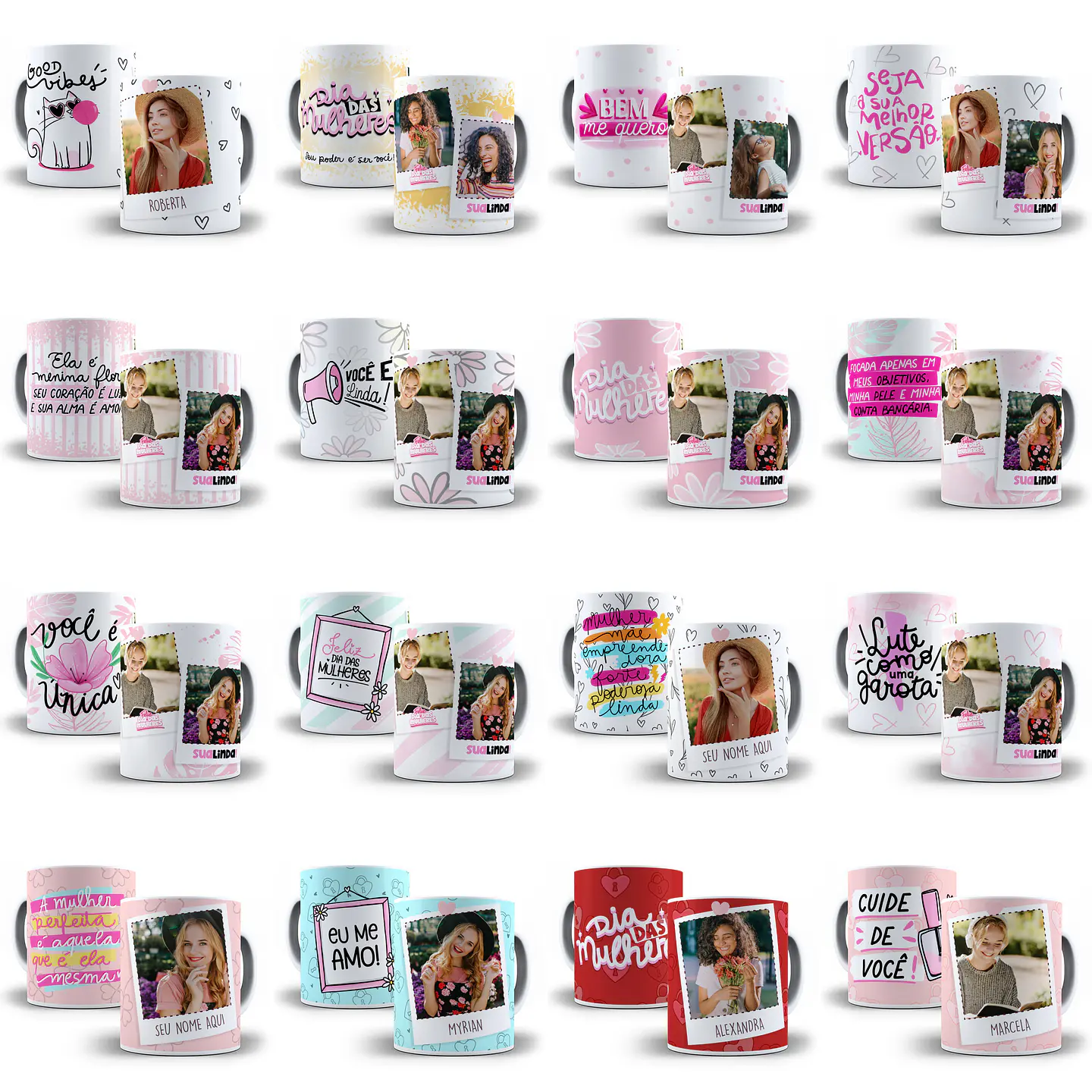 80 Artes para Caneca Dia das Mulheres Editável em Corel Draw + Png 2