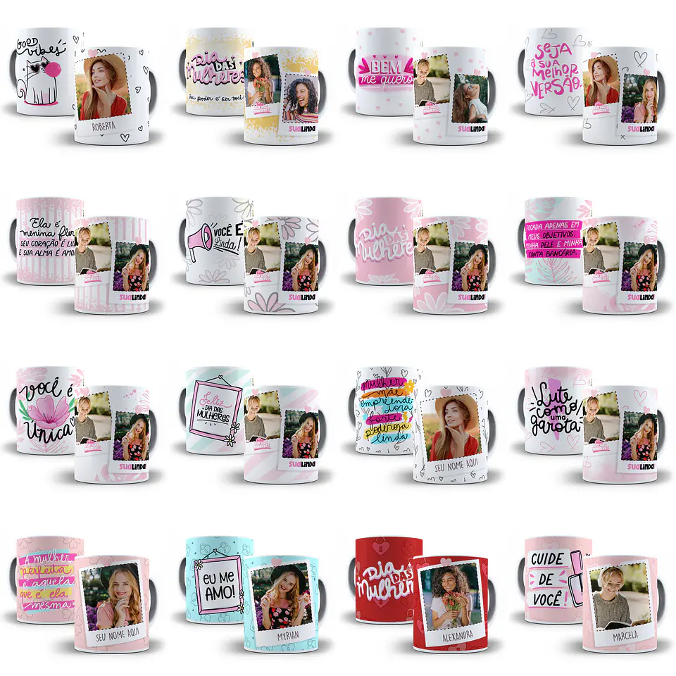 80 Artes para Caneca Dia das Mulheres Editável em Corel Draw + Png 2