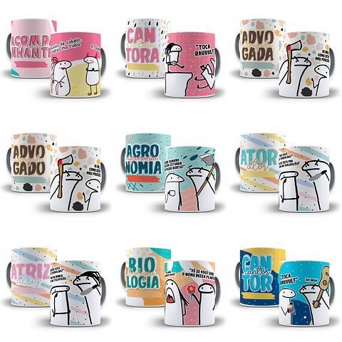 50 Artes Caneca Flork Profissões 2.0 Arquivos Sublimação Jpge