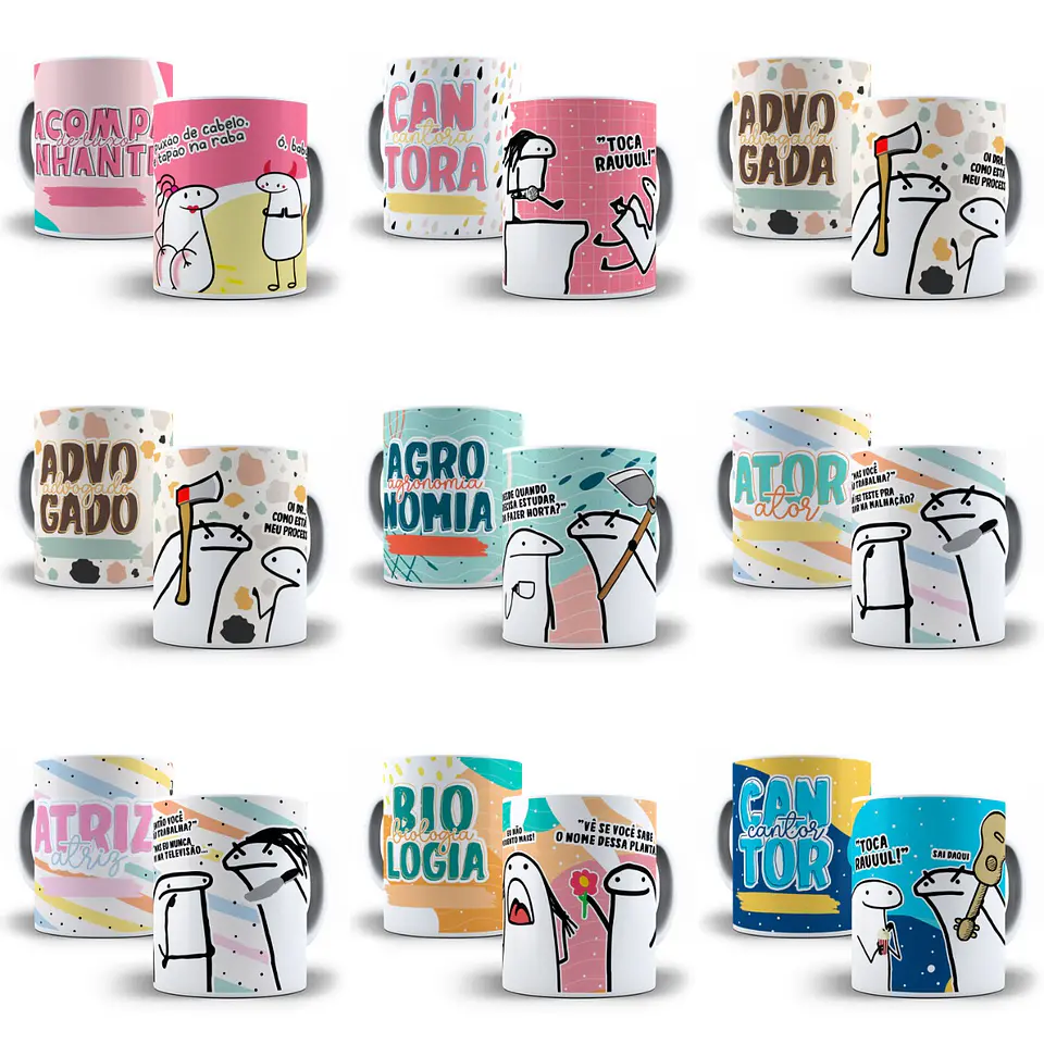 50 Artes Caneca Flork Profissões 2.0 Arquivos Sublimação Jpge 1