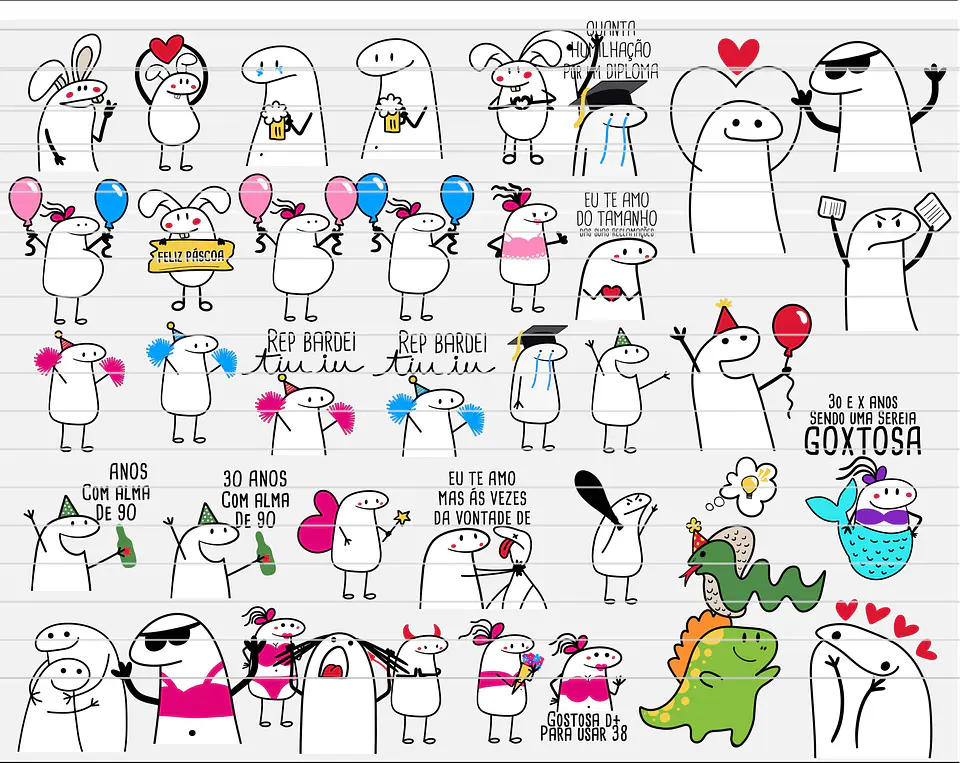 Kit Digital Flork Bento Memes Letrinhas 2 sem fundo Arquivos Png 2