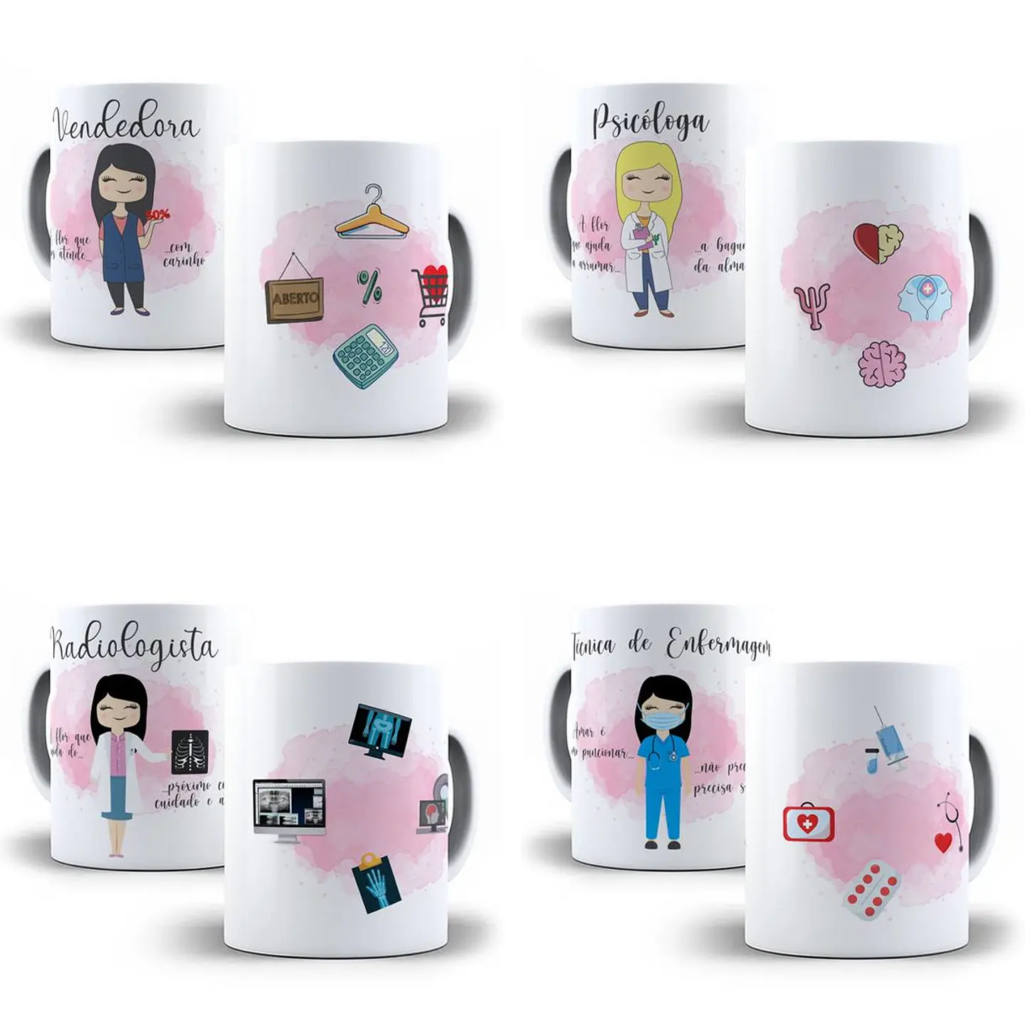 103 Artes para Caneca Profissões Feminina Editável em Corel Draw + Png 4