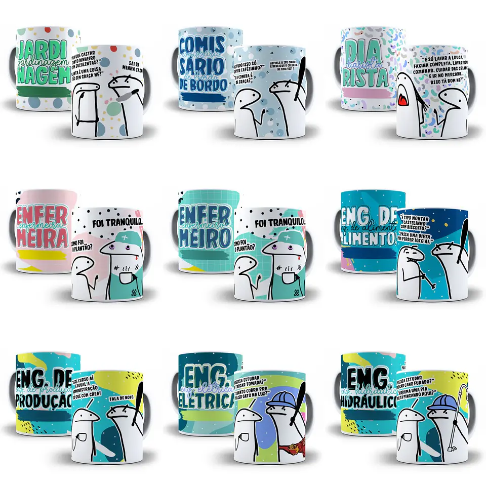 50 Artes Caneca Flork Profissões 2.0 Arquivos Sublimação Jpge 4