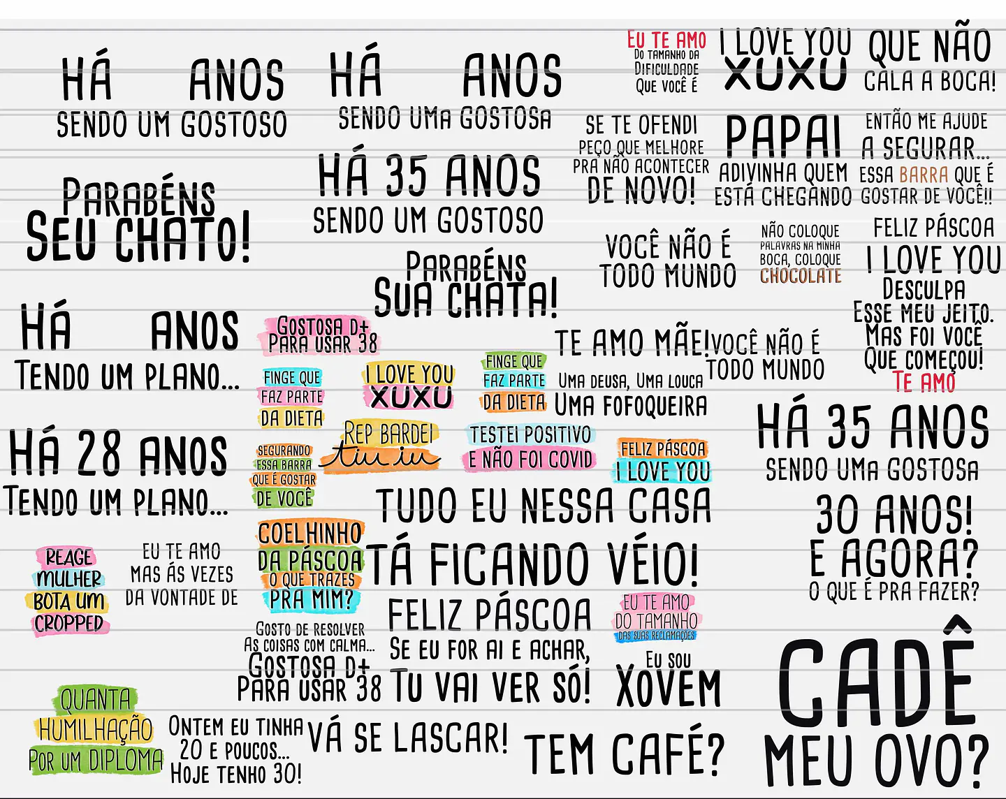 Kit Digital Flork Bento Memes Letrinhas 2 sem fundo Arquivos Png 5