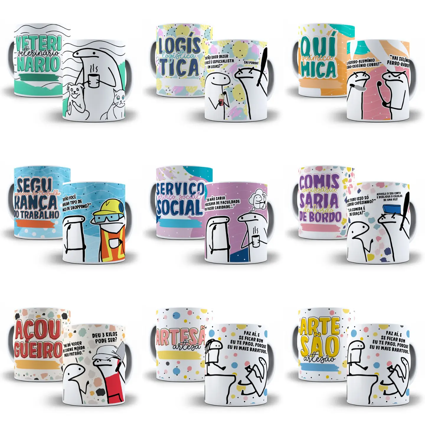 50 Artes Caneca Flork Profissões 2.0 Arquivos Sublimação Jpge 5