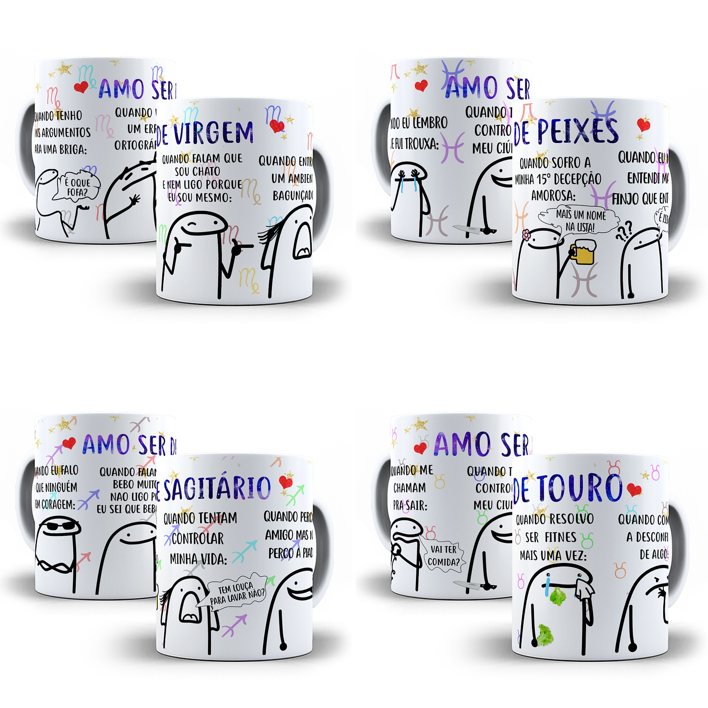12 Artes Caneca Flork Signos 3 Editável em Corel Draw + Png 3
