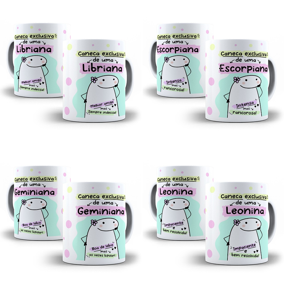 12 Artes Caneca Flork Signos 3.0 Arquivos Sublimação Jpeg 1