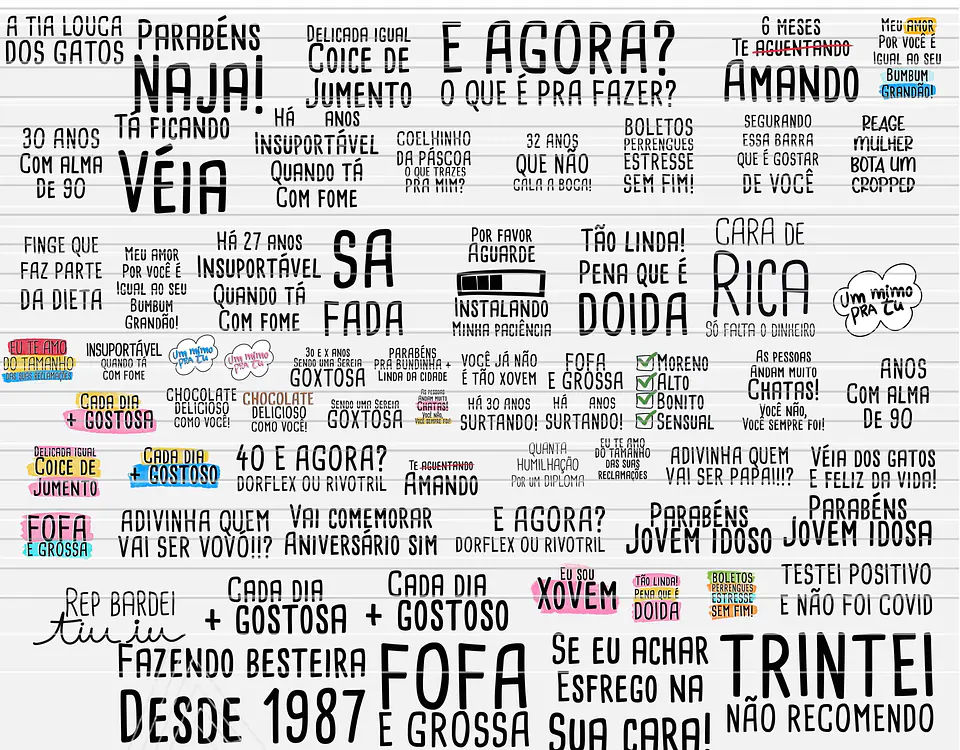 Kit Digital Flork Bento Memes Letrinhas 2 sem fundo Arquivos Png 6