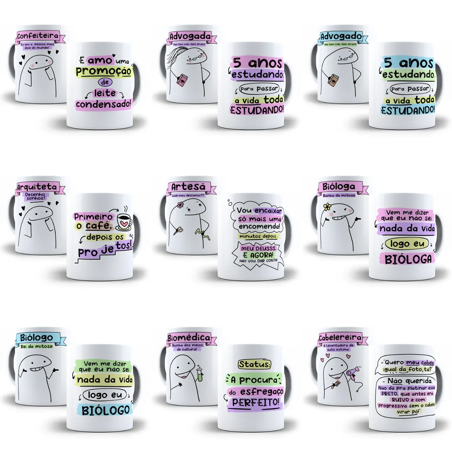 38 Artes Caneca Flork Profissões 3.0 Arquivos Sublimação Jpge 1