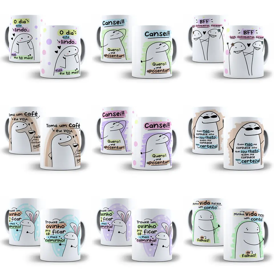 45 Artes Caneca Flork Beto Memes 3.0 Arquivos Sublimação Jpge 1