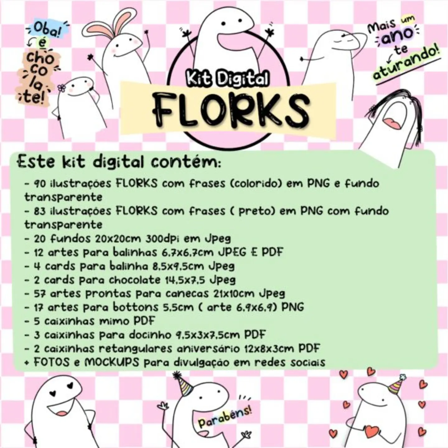Kit Digital Flork Bento Memes sem fundo Lt3 Arquivos Png 3