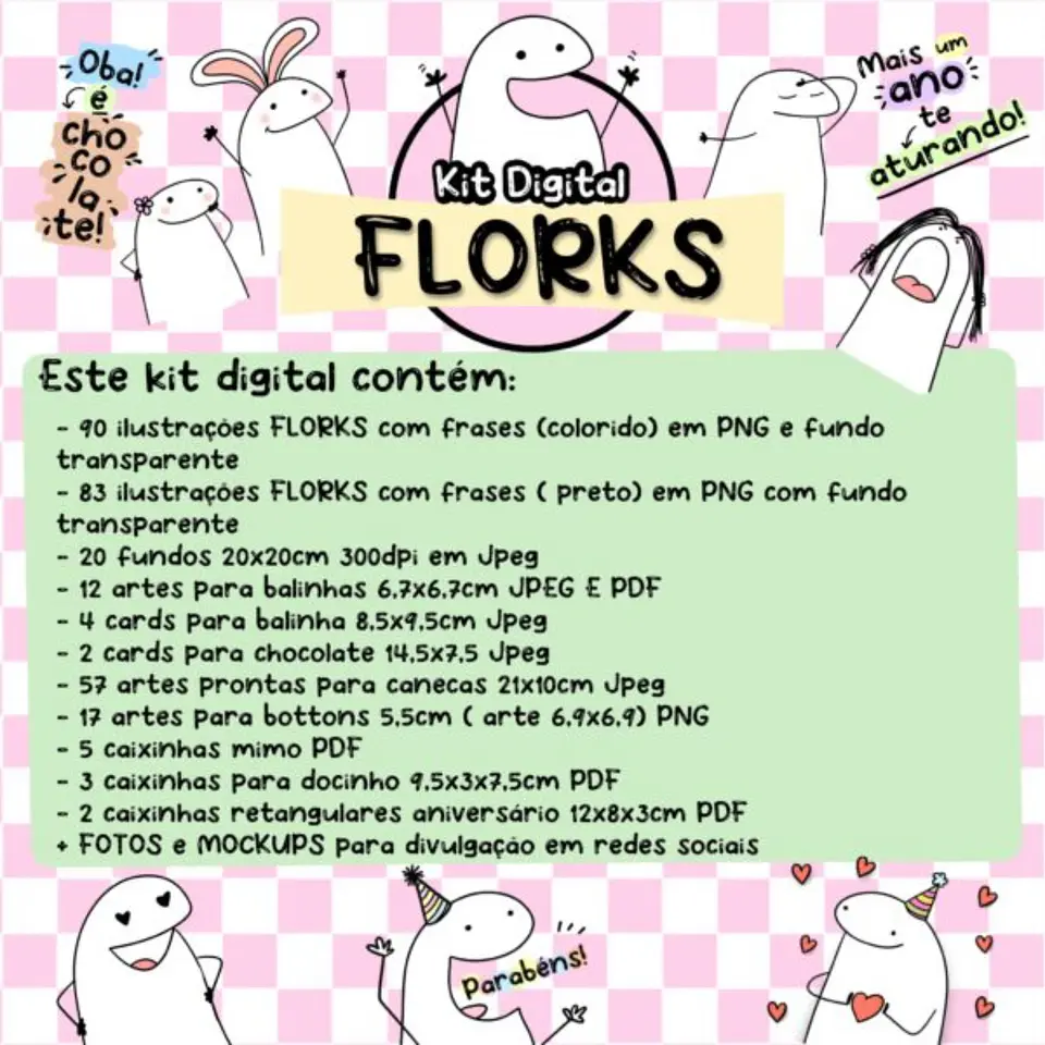 Kit Digital Flork Bento Memes sem fundo Lt3 Arquivos Png 3