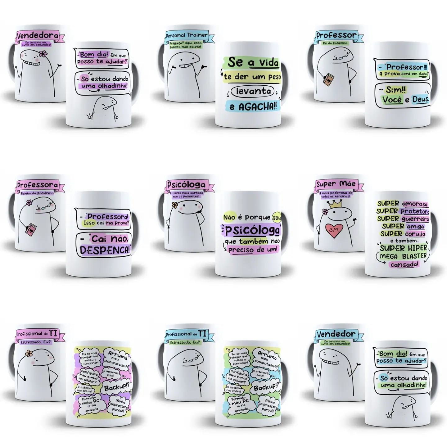 38 Artes Caneca Flork Profissões 3.0 Arquivos Sublimação Jpge 3