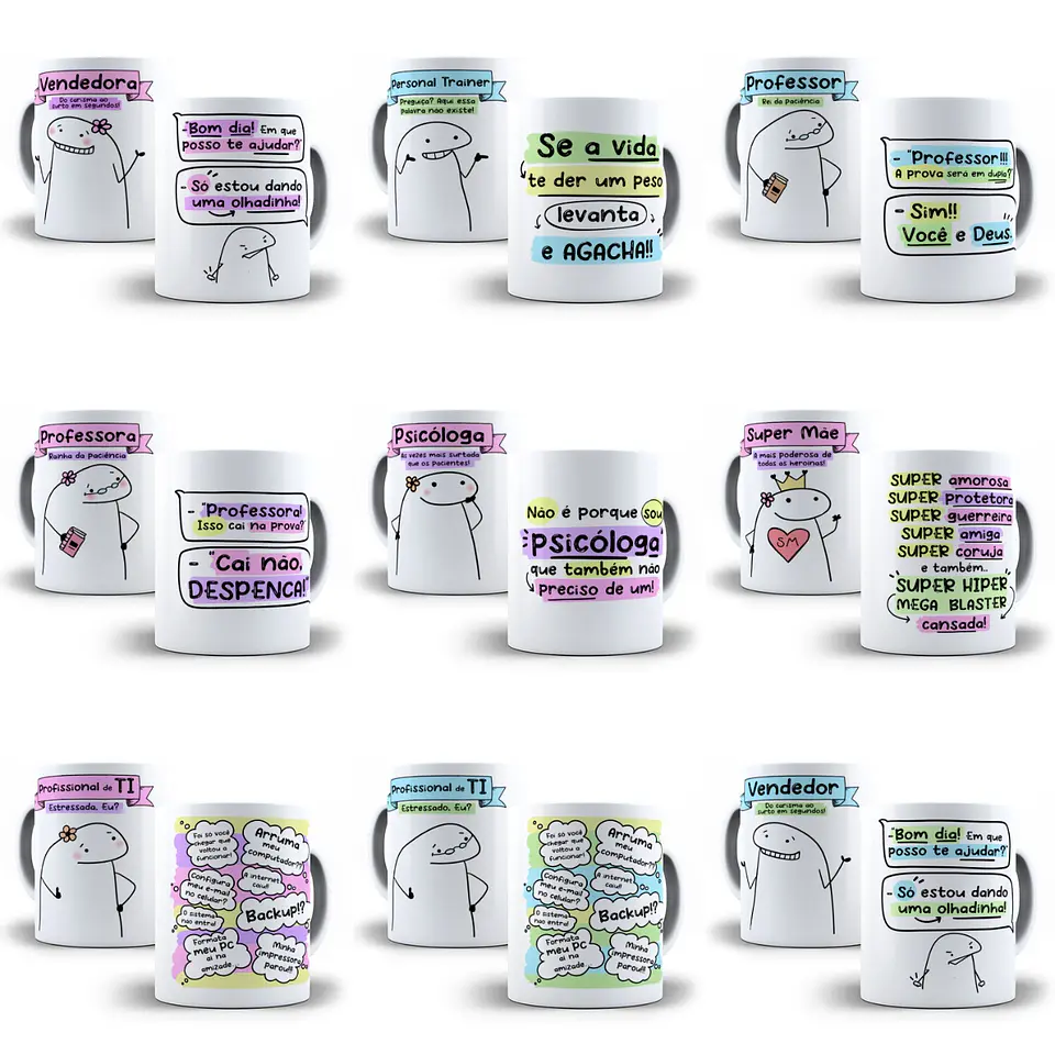 38 Artes Caneca Flork Profissões 3.0 Arquivos Sublimação Jpge 3