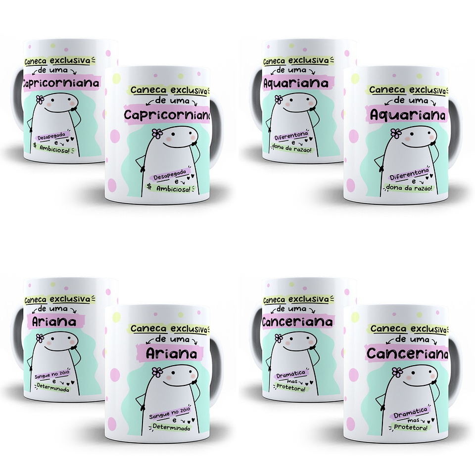 12 Artes Caneca Flork Signos 3.0 Arquivos Sublimação Jpeg 3