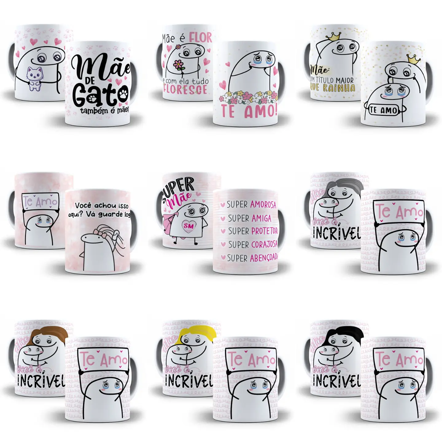 60 Artes Caneca Flork Dia das Mães Editável Corel Draw + Png 3