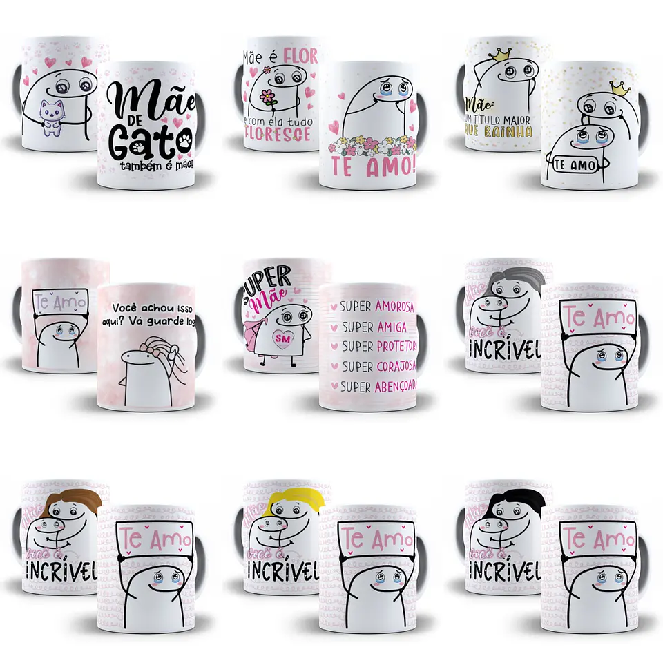 60 Artes Caneca Flork Dia das Mães Editável Corel Draw + Png 3