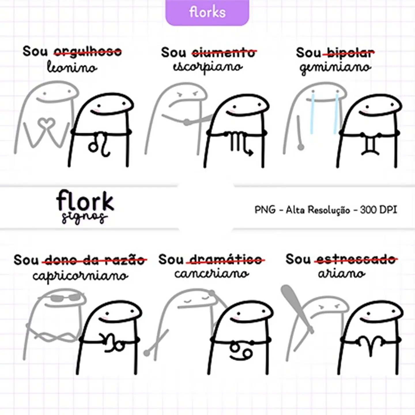 Kit Digital Flork Signos sem fundo Lt5 Arquivos Png 6
