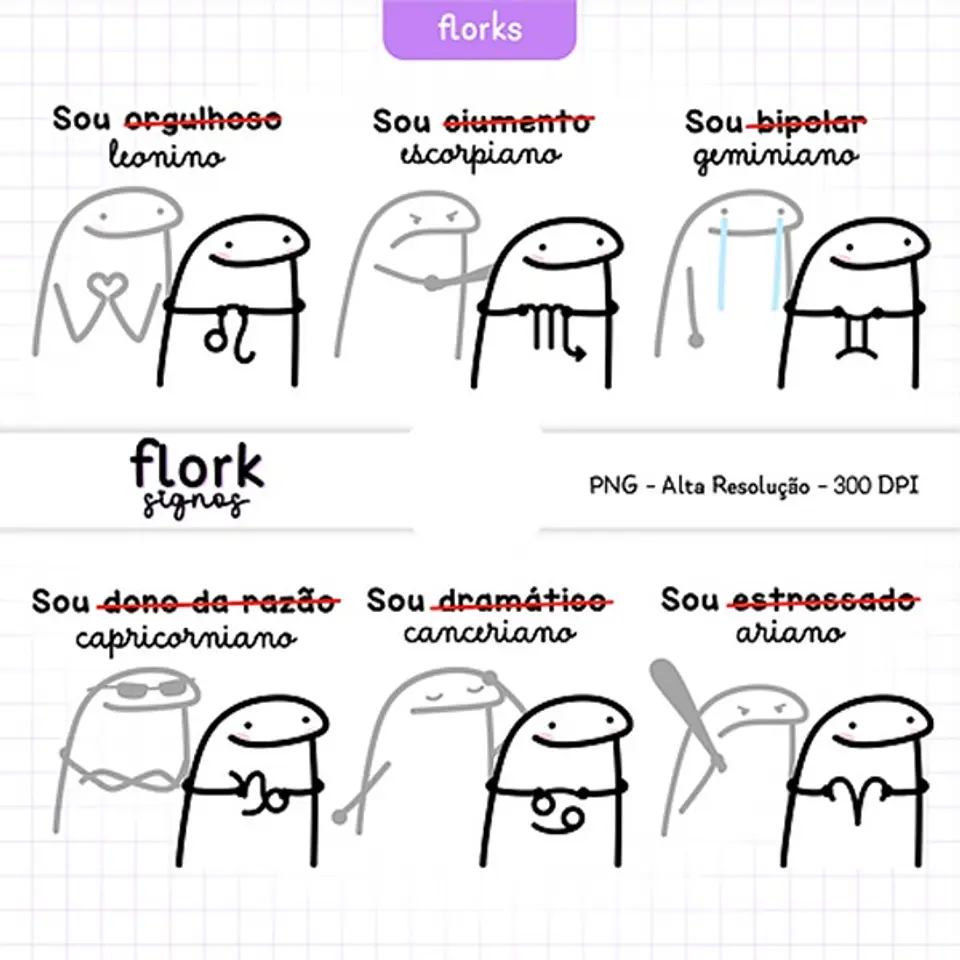 Kit Digital Flork Signos sem fundo Lt5 Arquivos Png 6
