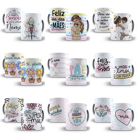 550 Artes Caneca Camisa Dia das Mães Sublimação Arquivos Editáveis ou Png