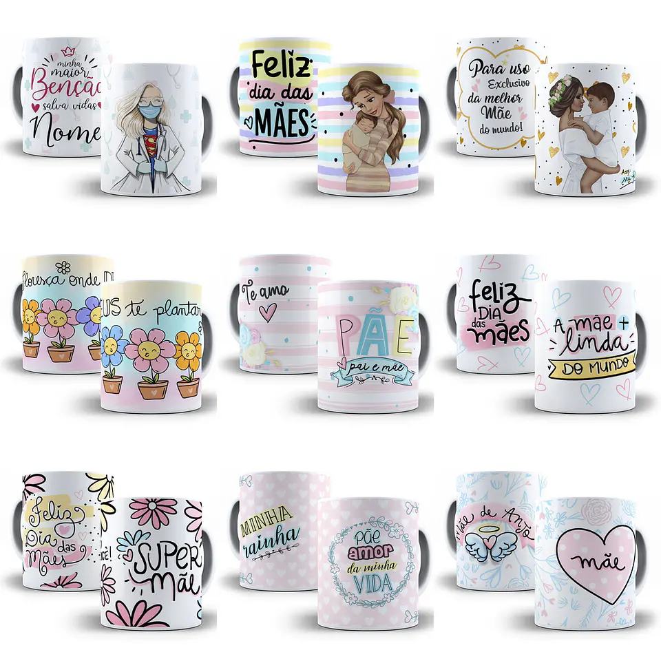 550 Artes Caneca Camisa Dia das Mães Sublimação Arquivos Editáveis ou Png 1