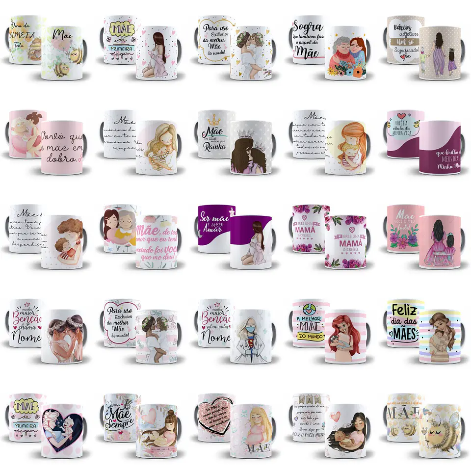 Arte Caneca Mães Completo 733 Arquivo Png + Mockups 5