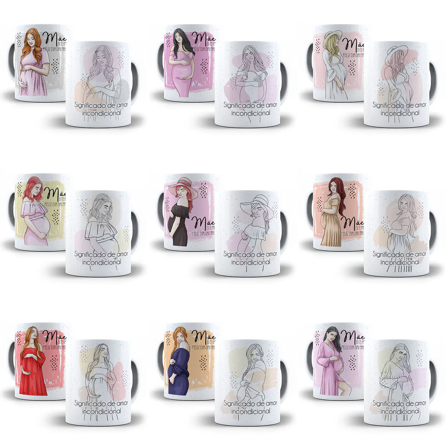 10 Artes Canecas Dia das Mães Arquivos Editável Corel + Png 1