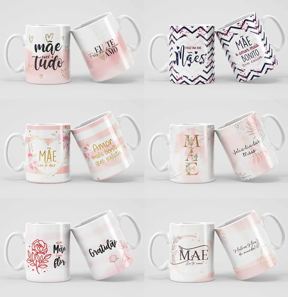 46 Artes Canecas Dia das Mães Arquivos Editável em Corel Draw 2