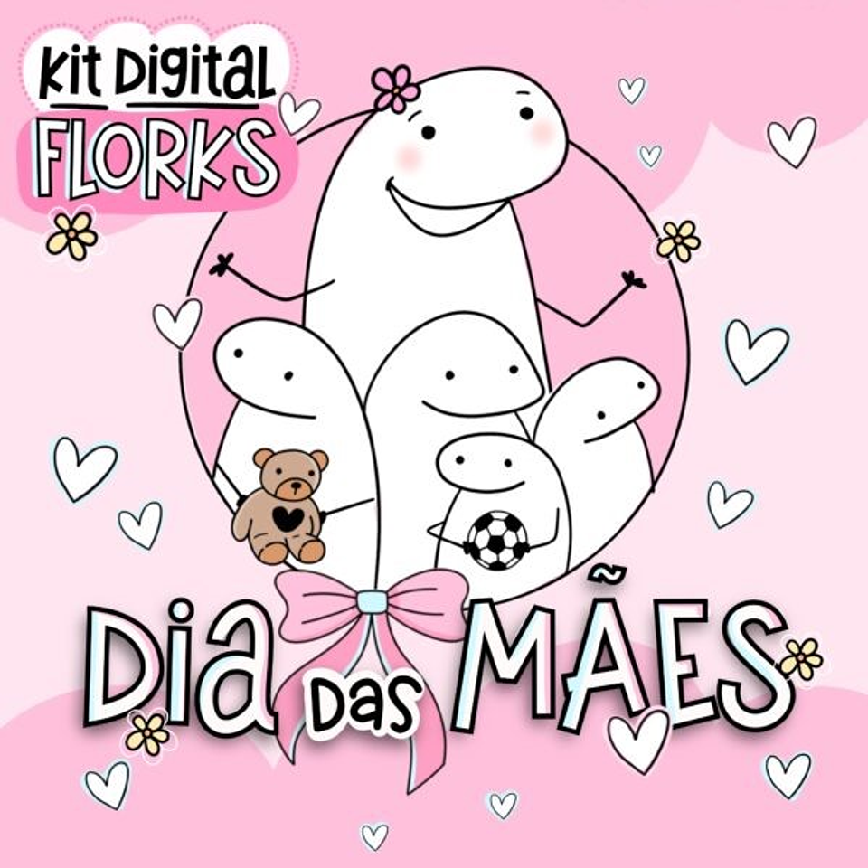 Kit Digital Flork Dia das Mães sem fundo Lt10 Arquivos Png 1
