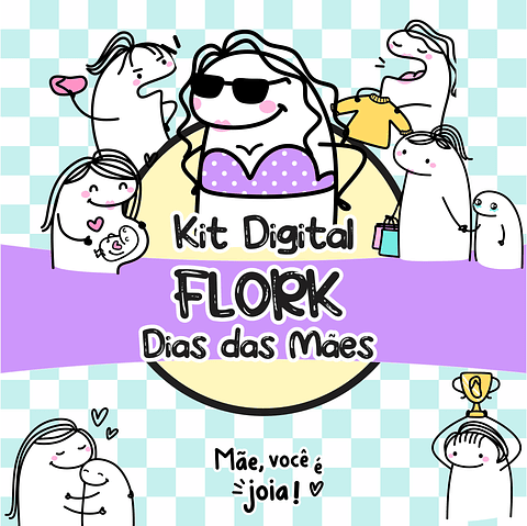 Kit Digital Flork Dia das Mães sem fundo Lt8 Arquivos Png