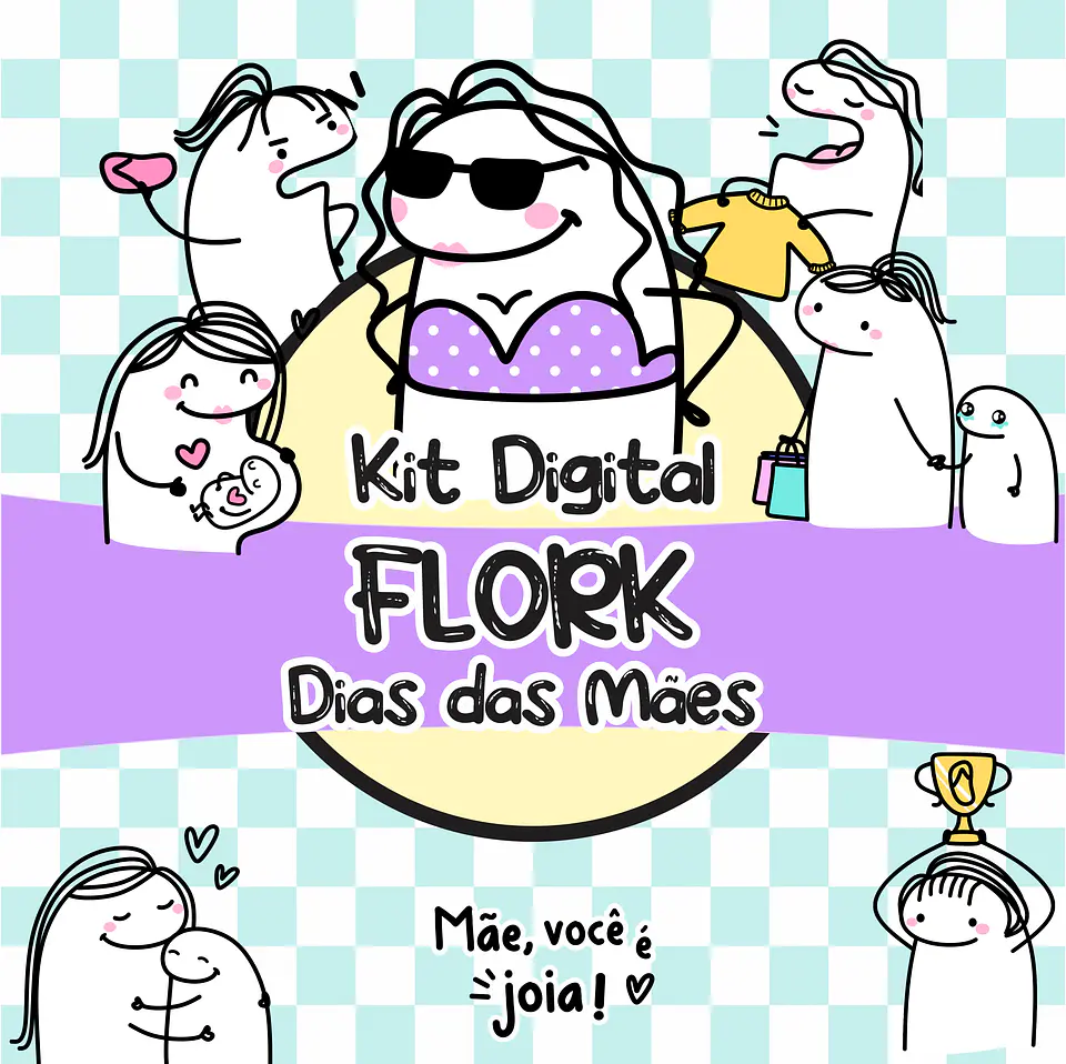 Kit Digital Flork Dia das Mães sem fundo Lt8 Arquivos Png 1