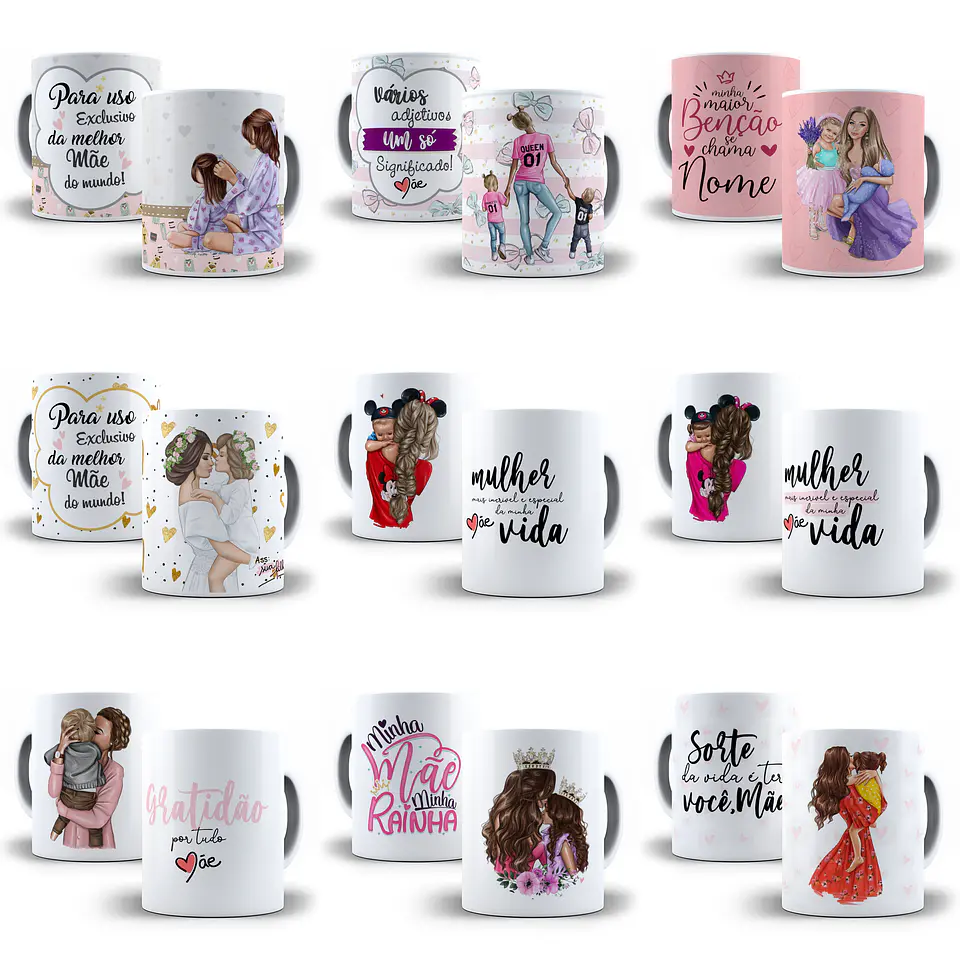 46 Artes Canecas Dia das Mães Arquivos Editável em Corel Draw 3