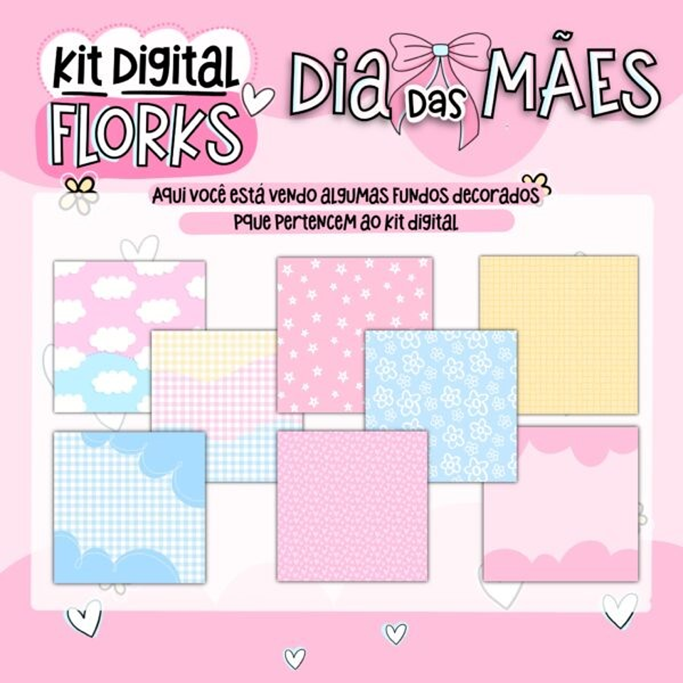 Kit Digital Flork Dia das Mães sem fundo Lt10 Arquivos Png 3