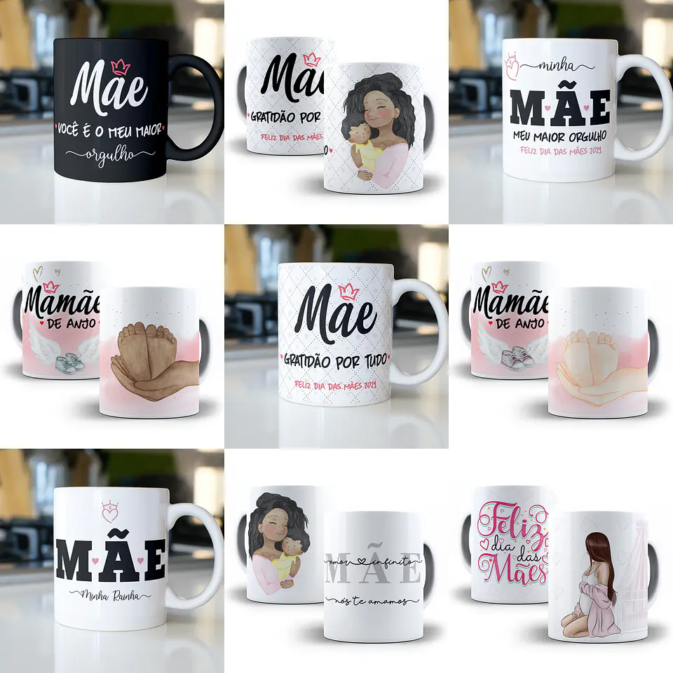 46 Artes Canecas Dia das Mães Arquivos Editável em Corel Draw 1