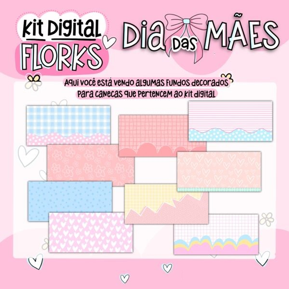 Kit Digital Flork Dia das Mães sem fundo Lt10 Arquivos Png 6