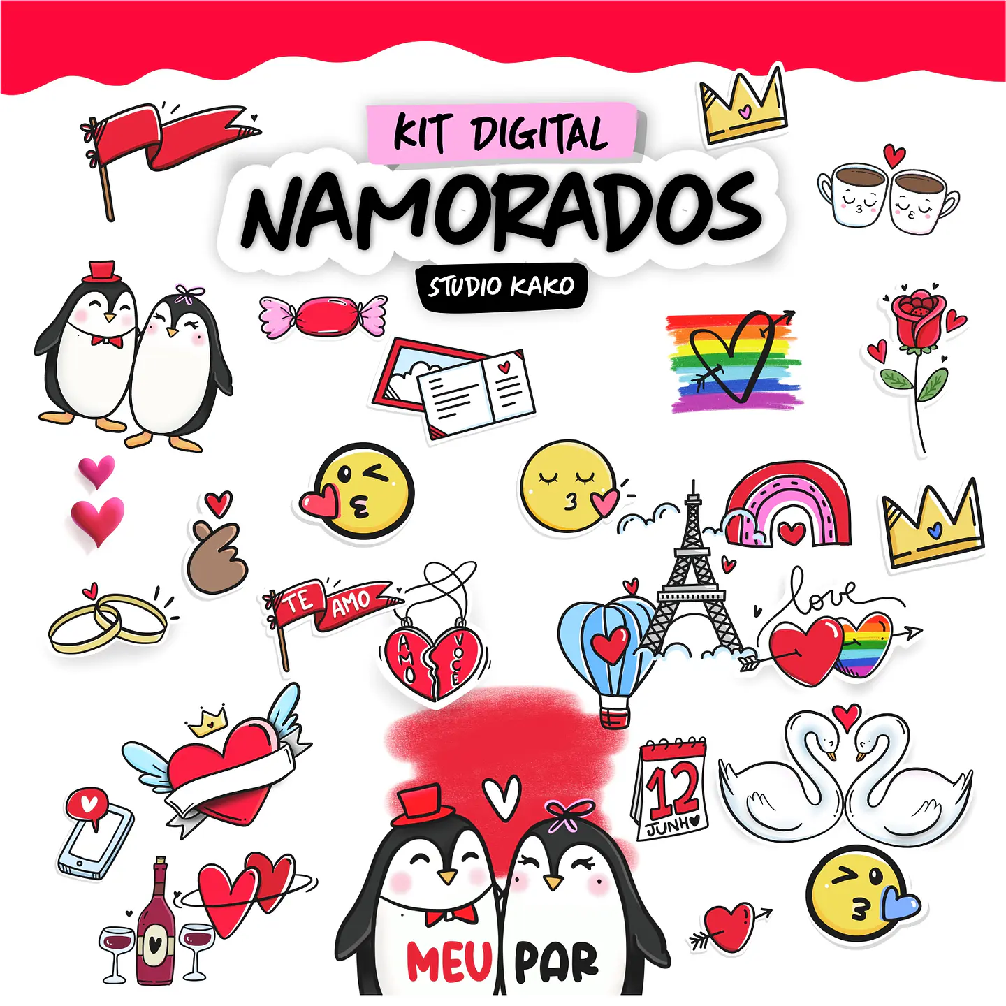 Kit Digital Dia dos Namorados Arquivos sem fundo Png 3